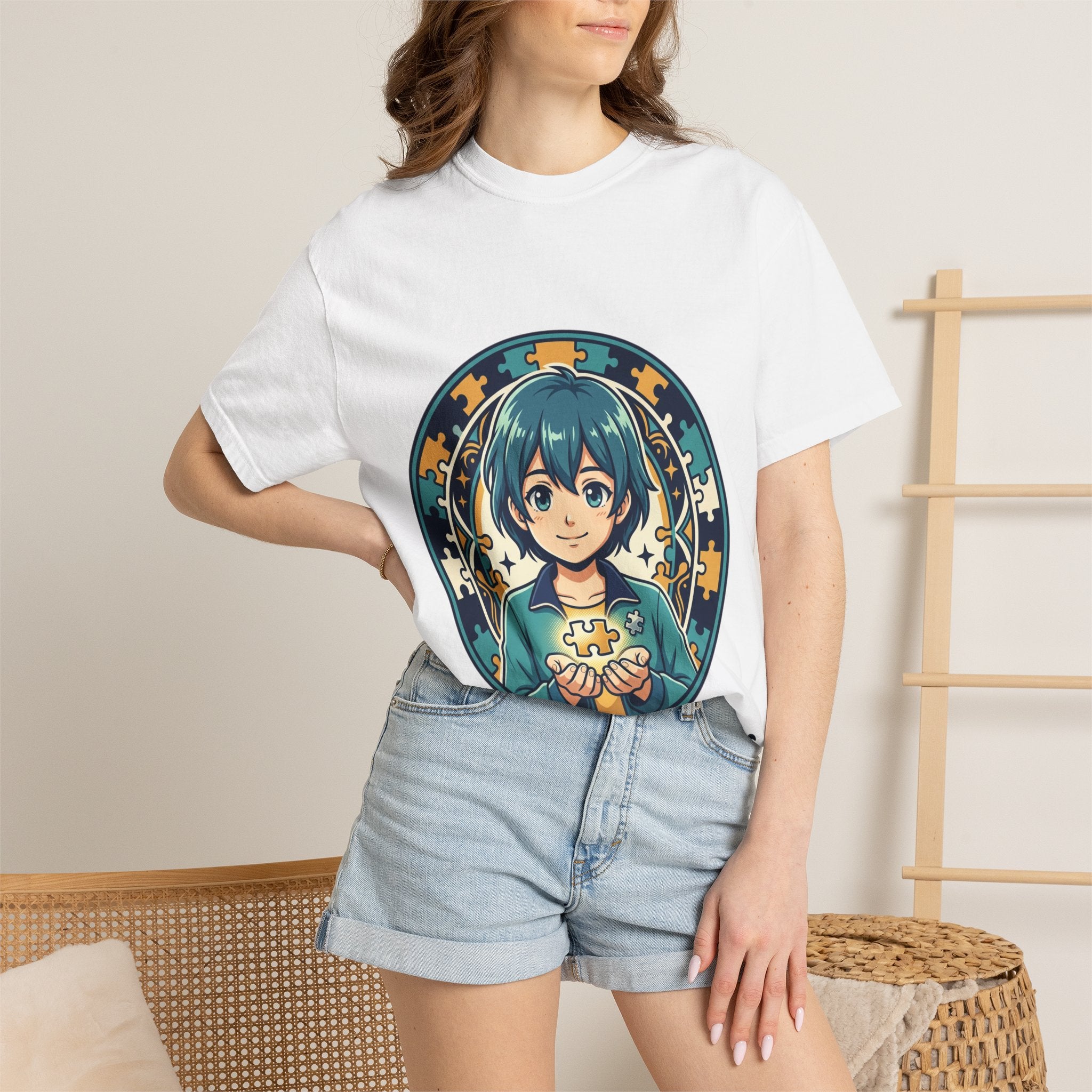 Autism Awareness T-Shirt — Puzzle Heart Anime Design